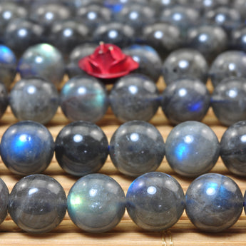 YesBeads Natural Labradorite smooth loose round beads gemstone wholesale jewelry 15"