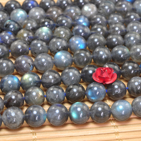 YesBeads Natural Labradorite smooth loose round beads gemstone wholesale jewelry 15"