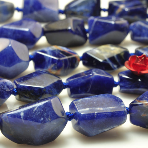YesBeads Natural Blue Sodalite faceted nugget beads gemstone wholesale 16"