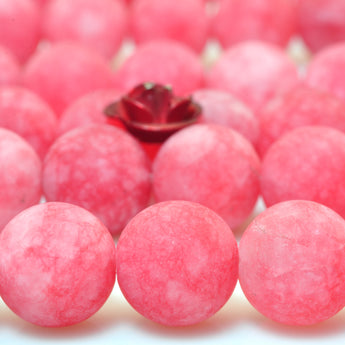 YesBeads Malaysia Jade matte round loose beads red jade gemstone wholesale jewelry making 15"