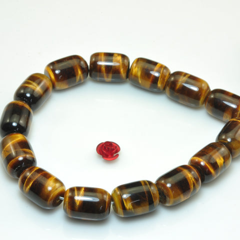 YesBeads Natural Yellow Tiger Eye smooth barrel drum beads gemstone wholesale 15"
