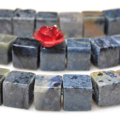 Natural Blue Dumortierite Stone smooth cube loose beads wholesale gemstone for jewelry making DIY bracelets necklace