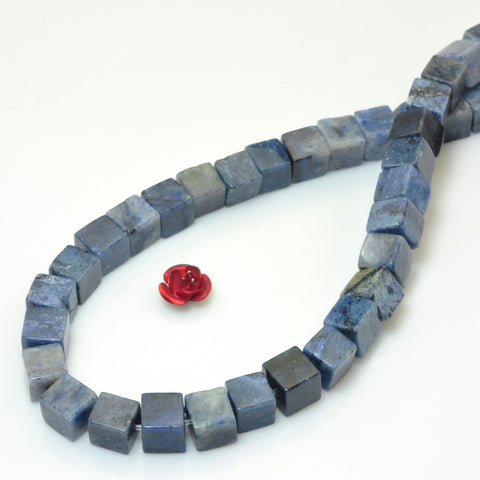 Natural Blue Dumortierite Stone smooth cube loose beads wholesale gemstone for jewelry making DIY bracelets necklace