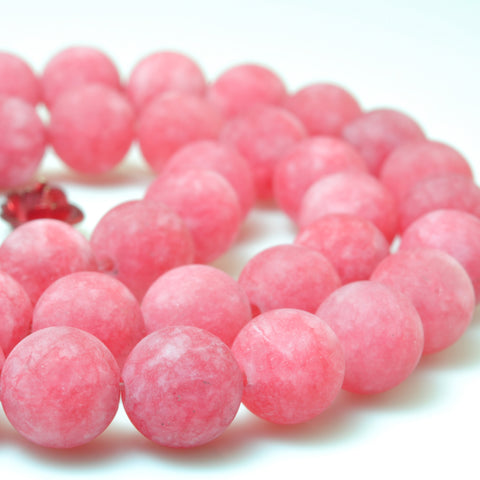 YesBeads Malaysia Jade matte round loose beads red jade gemstone wholesale jewelry making 15"