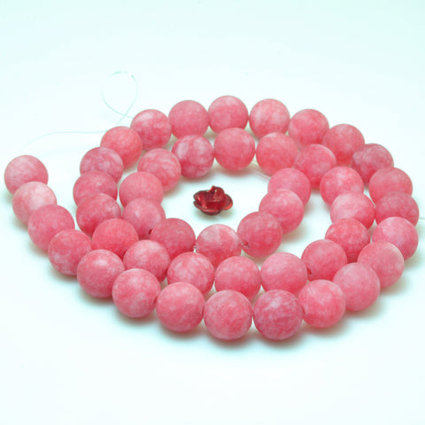 YesBeads Malaysia Jade matte round loose beads red jade gemstone wholesale jewelry making 15"