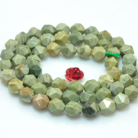 Natural green Silver Leaf Jasper star cut faceted nugget beads genstone wholesale jewelry making bracelet necklace diy
