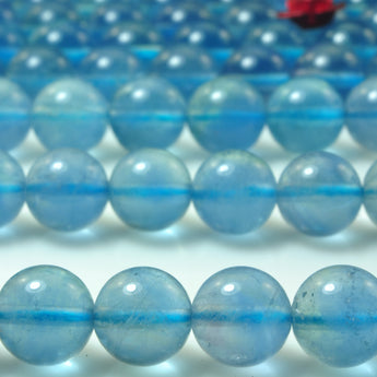 YesBeads Natural Blue Fluorite gemstone smooth round loose beads wholesale jewelry making 15"