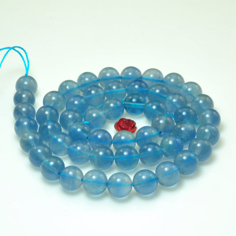 YesBeads Natural Blue Fluorite gemstone smooth round loose beads wholesale jewelry making 15"
