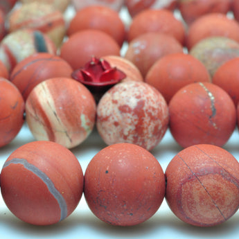 YesBeads Natural Red Jasper matte round beads gemstone 8mm 10mm 15"