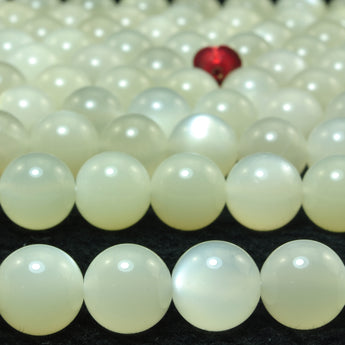 YesBeads Natural White Moonstone smooth round beads gemstone wholesale 15"