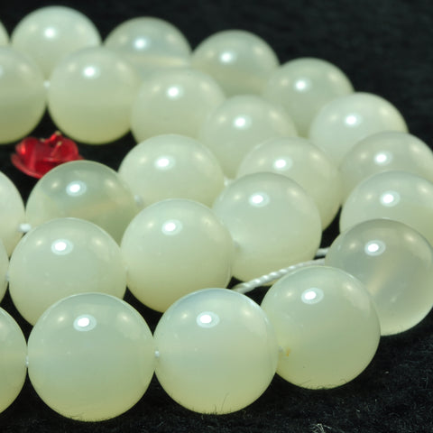 YesBeads Natural White Moonstone smooth round beads gemstone wholesale 15"