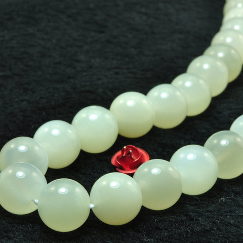 YesBeads Natural White Moonstone smooth round beads gemstone wholesale 15"
