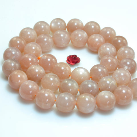 YesBeads Natural Orange Moonstone A grade smooth round beads gemstone 15"
