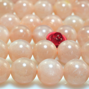 YesBeads Natural Orange Moonstone A grade smooth round beads gemstone 15"