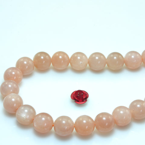 YesBeads Natural Orange Moonstone A grade smooth round beads gemstone 15"