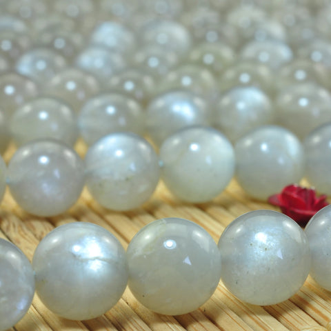 YesBeads Natural Gray Moonstone smooth round loose beads gemstone design 15"
