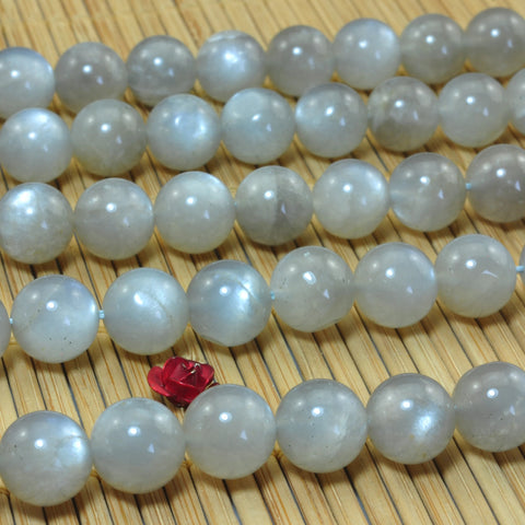 YesBeads Natural Gray Moonstone smooth round loose beads gemstone design 15"