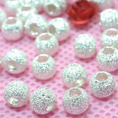 925 sterling silver matte round spacers large hole silver spacer beads wholesale jewelry findings