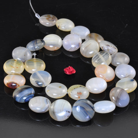 YesBeads Natural Dendritic Agate smooth coin beads gemstone wholesale jewelry 15"