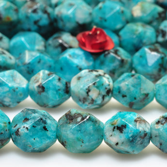 YesBeads Granite stone blue speckled black star cut faceted nugget beads gemstone wholesale jewelry making 15"