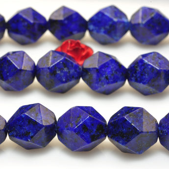 YesBeads Granite stone lapis blue star cut faceted nugget beads gemstone wholesale 15"