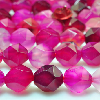 Rose Red Agate star cut faceted nugget beads gemstone wholesale jewelry 15"