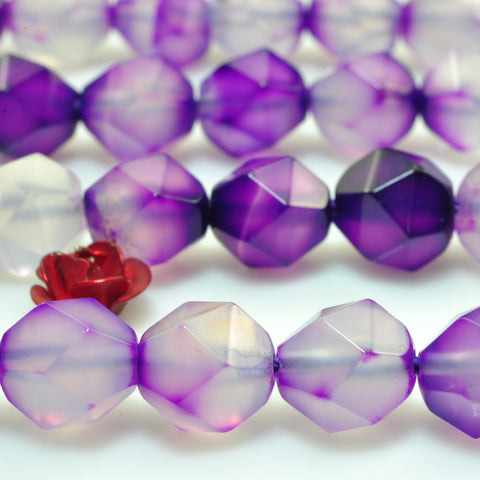 YesBeads Purple Agate star cut faceted nugget beads gemstone 8mm 15"
