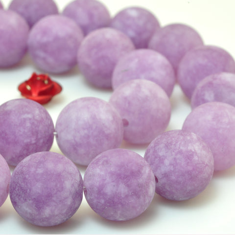 YesBeads  Malaysia Jade lilac purple gemstone matte round beads 8mm-12mm 15"