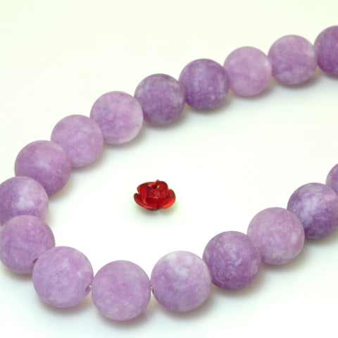 YesBeads  Malaysia Jade lilac purple gemstone matte round beads 8mm-12mm 15"