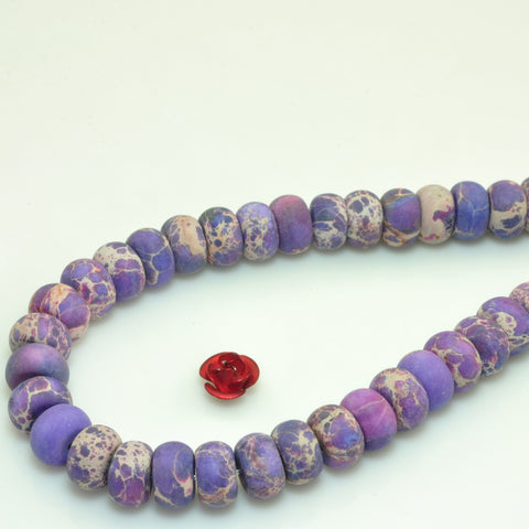 YesBeads Impression Jasper purple imperial stone matte rondelle beads 5x8mm 15"