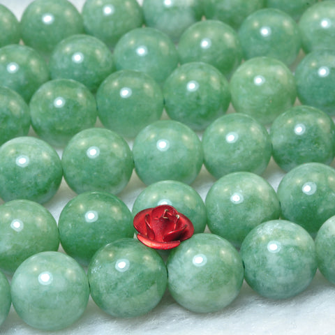 YesBeads Malaysia Jade Burma green gemstone smooth round beads 6mm-10mm 15"