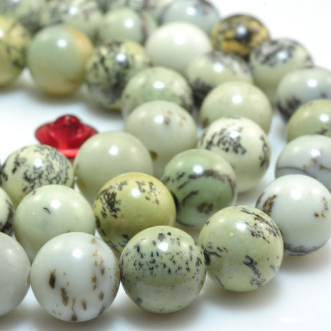 YesBeads Natural Dendritic Jasper smooth round beads gemstone 8mm 15"