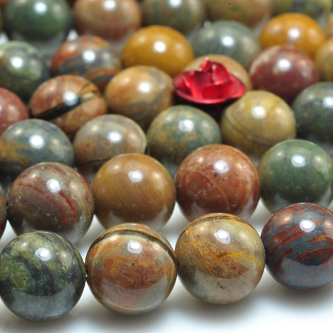 YesBeads Natural Rainbow Jasper smooth round beads gemstone 8mm 10mm 15"