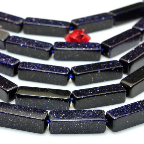 Blue Sandstone Goldstone smooth rectangle stick beads gemstone wholesale jewelry 15"