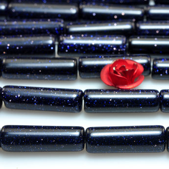 Blue Sandstone Goldstone smooth tube beads gemstone wholesale jewelry making diy bracelet necklace