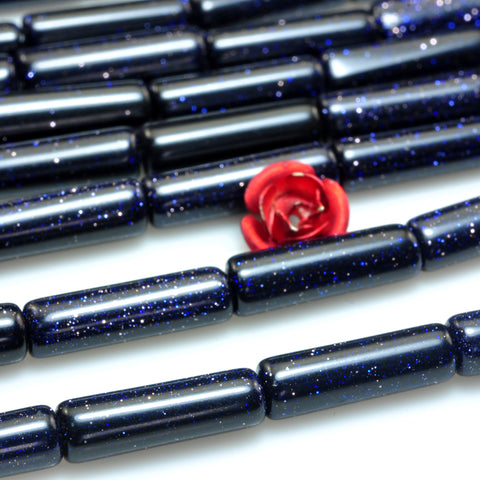 Blue Sandstone Goldstone smooth tube beads gemstone wholesale jewelry making diy bracelet necklace