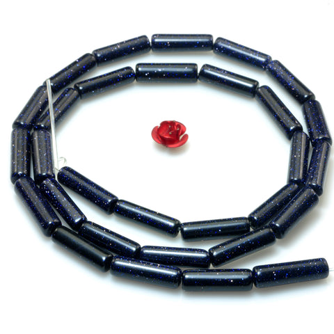 Blue Sandstone Goldstone smooth tube beads gemstone wholesale jewelry making diy bracelet necklace