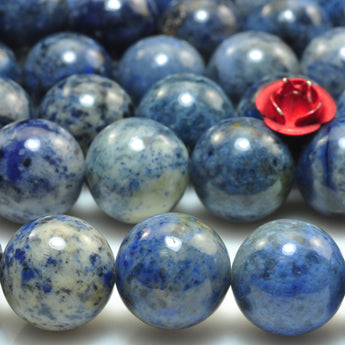 YesBeads Natural blue  Dumortierite smooth round loose beads gemstone 15"