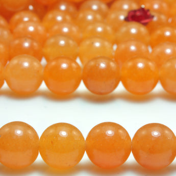 YesBeads natural orange Aventurine smooth round loose beads gemstone 15"