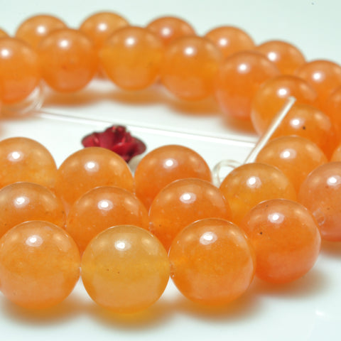 YesBeads natural orange Aventurine smooth round loose beads gemstone 15"