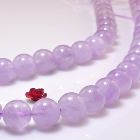 YesBeads Natural Lavender Purle Jade A grade smooth round beads gemstone wholesale 15"