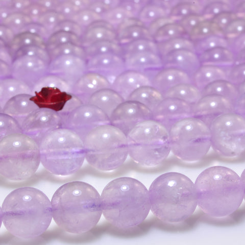 YesBeads Natural Lavender Purle Jade A grade smooth round beads gemstone wholesale 15"