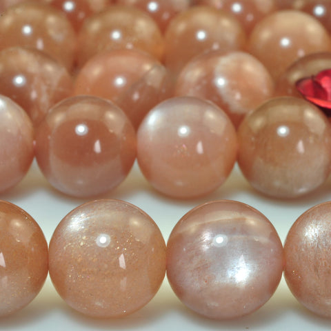 Natural Orange Sunstone smooth round loose beads gemstone wholesale jewelrymaking 10mm
