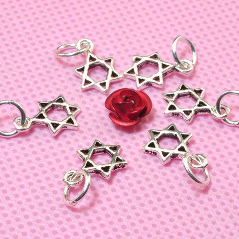 YesBeads 925 Sterling silver star of David charms vintage six point star pendant beads wholesale jewelry findings