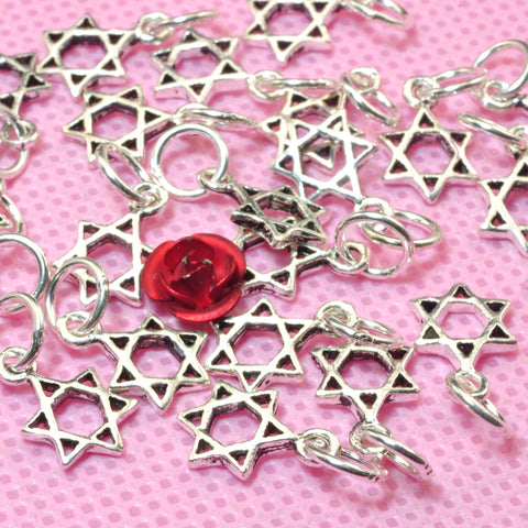 YesBeads 925 Sterling silver star of David charms vintage six point star pendant beads wholesale jewelry findings