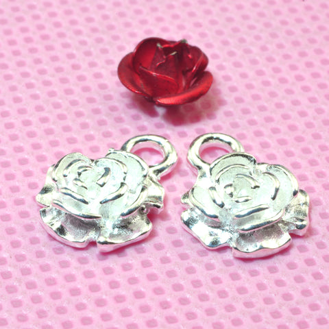 925 Sterling silver flower charms single face pendant beads wholesale jewelry findings