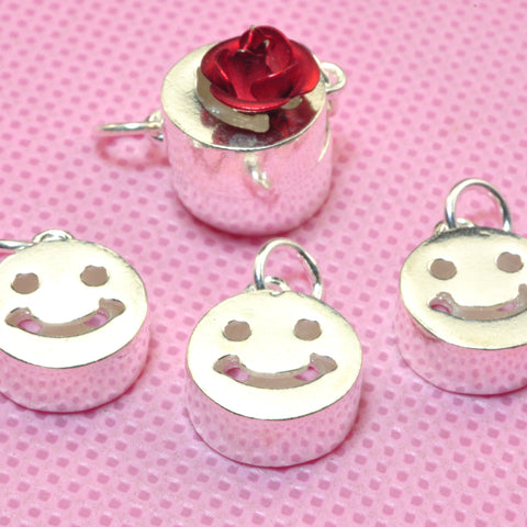 YesBeads 925 sterling silver smile face charms coin beads wholesale jewelry findings supplies