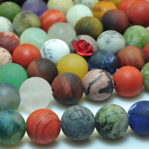 YesBeads Mixed jasper natural multicolor mix gemstone matte round beads 15"