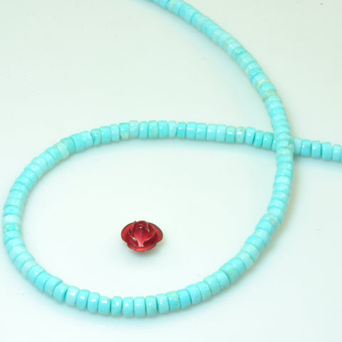 YesBeads Blue Turquoise smooth heishi wheel beads rondelle gemstone wholesale 15.5"