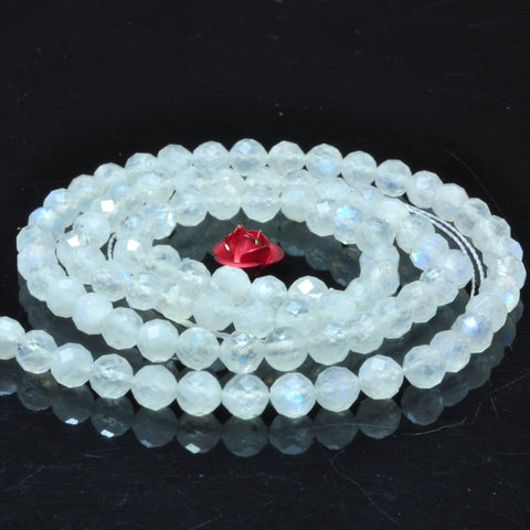YesBeads Natural Rainbow Moonstone faceted round beads gemstone 2mm3mm4mm 15"
